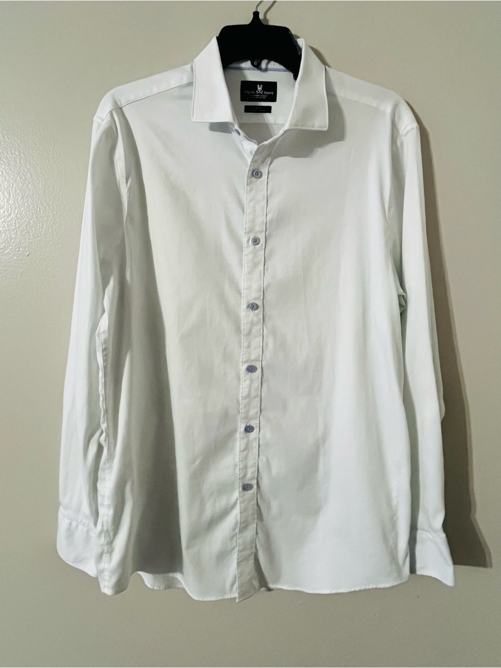 Psycho Bunny White Button Down Slim Fit Dress Shirt - 16.5 34/35